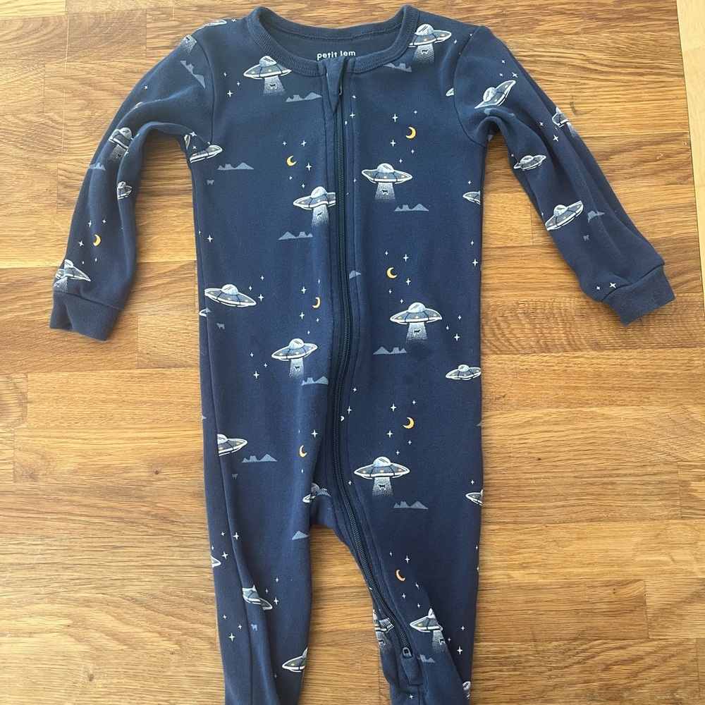 Petit Lem UFO Print on Navy Sleeper - 9M
